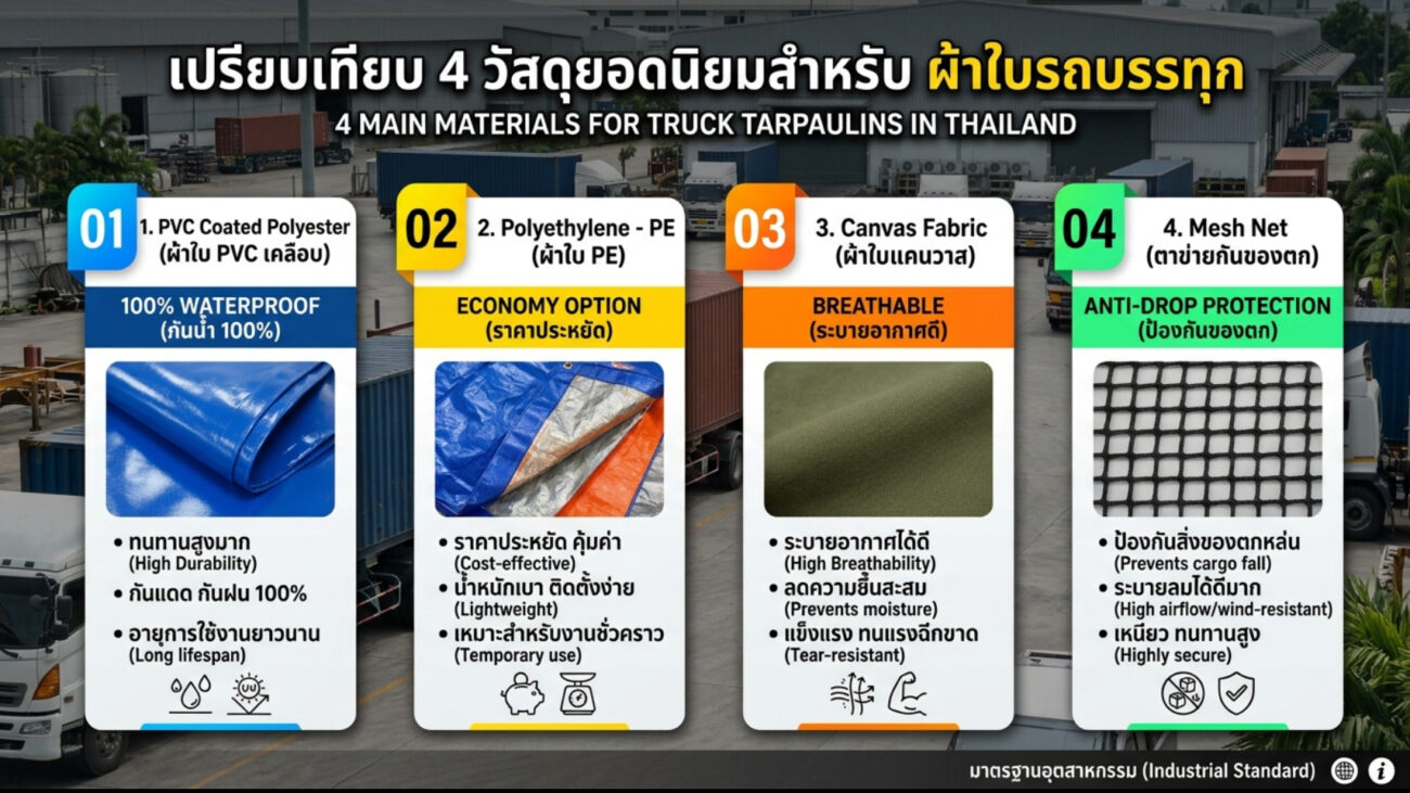 ผ้าใบคลุมรถบรรทุกทำจากวัสดุอะไร