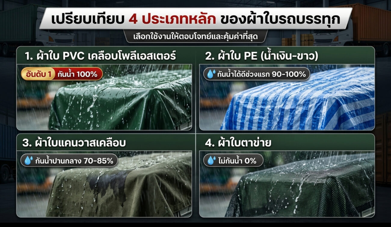 ผ้าใบคลุมรถบรรทุกแบบไหนกันน้ำได้ดีที่สุด